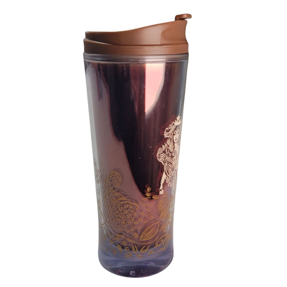 Starbucks 2011 Insulated Mermaid Tumbler 16 Fl Oz Metallic Brown With Lid - Picture 5 of 8